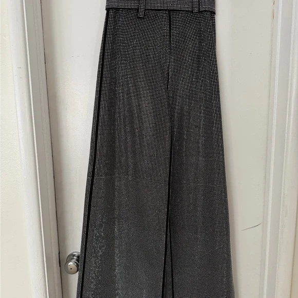 I.AM.GIA Arora Black Embellished Metallic Pleated Maxi Skirt with Belt Size M/8 - Picture 7 of 12